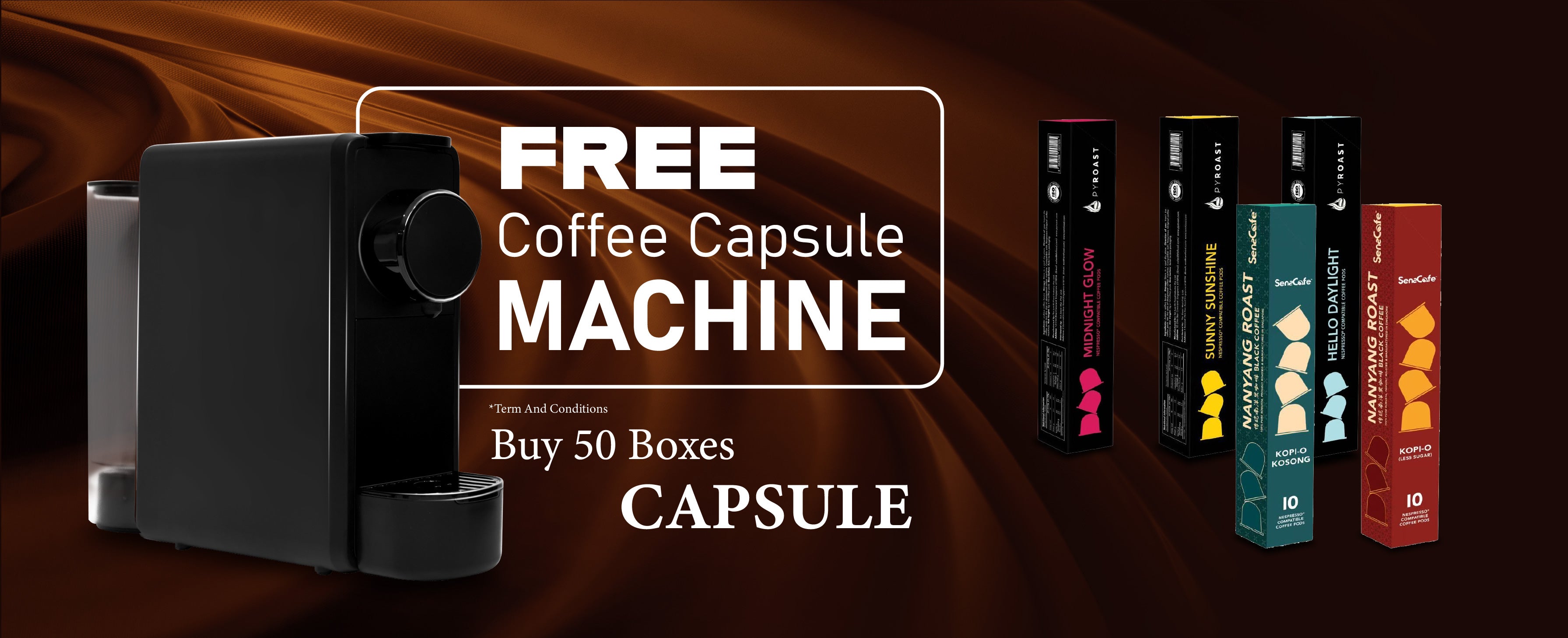 FREE COFFEE MACHINE WHEN PURHCASE 50 BOXES.SENSCAFE Nespresso Compatible Capsules Nanyang Coffee Kopi-O, kosong
