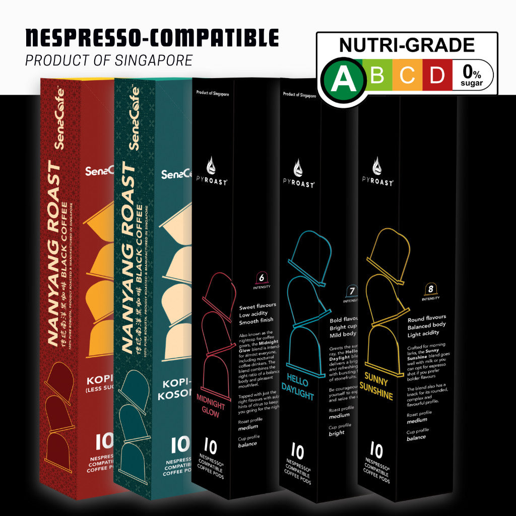 FREE COFFEE MACHINE WHEN PURHCASE 50 BOXES.SENSCAFE Nespresso Compatible Capsules Nanyang Coffee Kopi-O, kosong